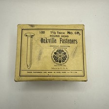 VINTAGE ROUND HEAD BRASS PAPER OAKVILLE ORIGINAL FASTENERS 1  1/2” No. 6r picture
