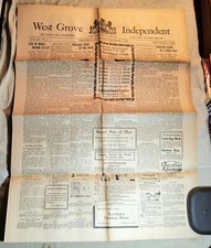 ORIGINAL DECEMBER 7, 1939 WEST GROVE INDEPENDENT NEWSPAPER FROM WEST GROVE, PA.  picture