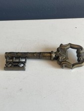 Vintage Brass Skeleton Key Hidden Corkscrew Grape Vine Wine Opener 5.5” picture