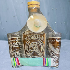Mexican Tequilero Set Mexican Tequila Glass Bottle With Mini Mexican Sombrero picture