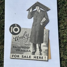 1940s Men’s umbrella Advertising Sign store Counter New York Umby standee picture
