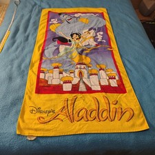 Vintage 1990s Disney ~ Aladdin Beach Towel ~ Rare 1992 56x30 By Franco ~ Pre-Own picture