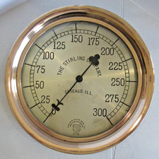 Antique Ashcroft Pressure Gauge THE STIRLING Co Brass Railroad Ship Engine 14