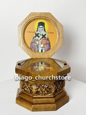 Orthodox Reliquary Box Wood Carved Ark with icon of St. Nectarios of Aegina7.48