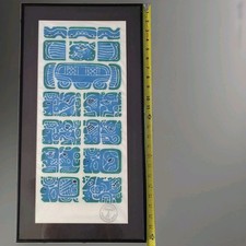 vintage Certified Chichen Itza Mayan stelae / stone rubbing picture