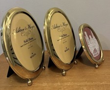 VTG Ashton & Hayes Solid Brass Oval Picture Frames - Set of 3 (NOS)-Tarnish Res. picture