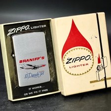 Vintage 1959 Zippo Braniff’s El Dorado Jet Aviation Lighter Collectible picture