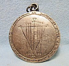 Alpha et Omega Talisman MEDALLION Fortune Luck CHARM or PENDANT ~ Silver Tone picture