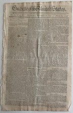 Thomas Jefferson Signed In Type Report Gazette Of the U.S. Newspaper picture