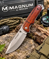 BOKER MAGNUM Bush Companion Linerlock Folding knife 440A SS blade wood handle picture
