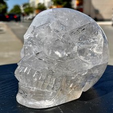 4.98LB  Natural white crystal transparent skull hand carved skull healing picture