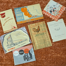 Vtg Ephemera Lot 7 Pcs: Eaton Wood Menu 1940 Orange Show Vons Sewing FDR Hotel.. picture