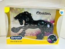 BREYER TRADITIONAL MODEL HORSE: OBSIDIAN BLACK UNICORN STALLION #1841 – NIB/MINT picture