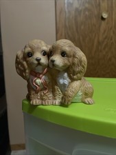 1988 HOMCO Masterpiece Porcelain Blonde Cocker Spaniel Puppies Figurine picture