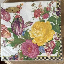 Retired Mackenzie Childs White Flower Market Dinner Napkins New In Package picture
