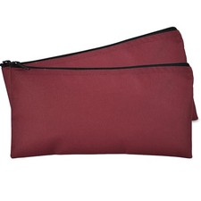 Deposit Bag Bank Pouch Zippered Safe Money Bag Organizer in Maroon Red 2 PACK picture