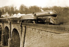 1939 Streamlined Trains on a Viaduct Vintage Old Photo 13