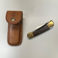NOS Vintage Klein Tools 44037 Sportsman Knife Japan Ebony Brass 5186 Sheath picture