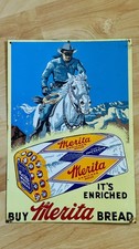 Vintage Merita Bread Lone Ranger Metal Sign Embossed 10x14  picture