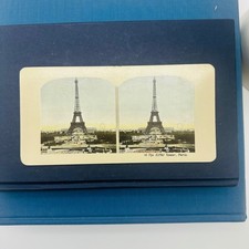 Vintage Eiffel Tower Paris Stereoview Card No. 48 Colorized Antique Photo picture