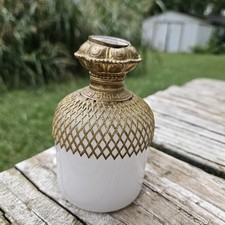 French antique opaline Eglomise Perfume Bottle, About 4 Inches Tall picture