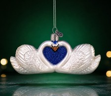 Old World Christmas SWANS in LOVE Glass Ornament w/OldWC Box Retired 2022 picture