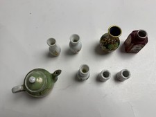 Vintage Miniature Porcelain Tea Set Vases Lot Hand Painted Decorative Collection picture