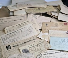 HUGE Vintage TEXAS Paper Ephemera Lot Bank Checks Court Docs Center Texas 1920s picture