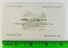 Vintage 1909 Dealer Raw Furs Pelts Trapping Ginseng Business Card Rockford IL picture