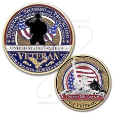 Military Veterans Challenge Coin · Armed Forces Land of the Free ·Freedom Coin picture