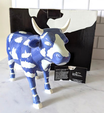 Rare Large Museum Size Cow Parade Sky Cow Blue White Box & Tag Chicago 2000 NEW picture