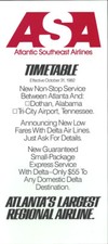 ASA Atlantic Southeast Airlines system timetable 10/31/82 [1035] Buy 4+ save 25% picture