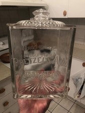 VINTAGE c.1920 RARE HEAVILY EMBOSSED BAYLE’S  “SARATOGA CHIP POTATOES/PRETZL JAR picture