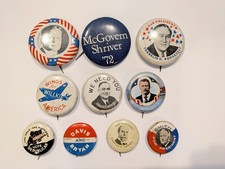 Lot of 10 Vintage Political Campaign Pinback Buttons Mixed Presidents/Candidates picture