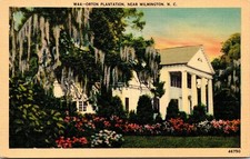 Orton Plantation Wilington NC North Carolina Sunset Linen Postcard VTG UNP picture