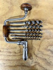 Vintage Millers Falls #122 10” Sweep Bit Brace Hand Drill & Ford Bit Set, Ready picture