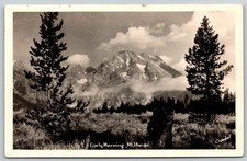 Early Morning Mt. Moran Grand Teton WY RPPC Crandall Photograph Postcard C428 picture