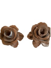 Gorgeous Pair of vintage Italian terracotta rose candlestick holders. handmade. picture