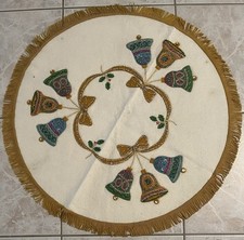 Vtg. Rare Bucilla Felt&Sequin “Christmas Bells” Tree Skirt/Table Topper UNCUT picture