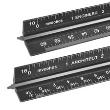 Architectural and Engineering Scale Ruler Set, Imperial Measurements 12'', Bl... picture