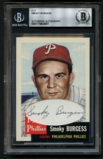 Smoky Burgess d1991 signed auto Custom Cut 1991 Topps Archives 1953 Card BAS  picture