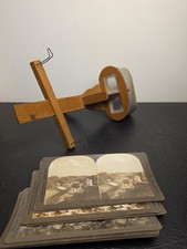 Antique Stereoscope Viewer + Stereoview Cards Lot ~1890s-1910s Canada Niagara  picture