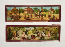 Antique Magic Lantern Glass Slides Set Of 2 (Chinese & Spanish Scenes)1890-1910s picture