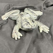 Vintage Gray green Metal Frog Figurine doorstop  Decor Approx 7.75” 4 LB #18-21 picture