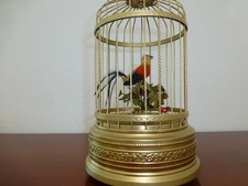 VINTAGE CLOCKWORK WIND UP SINGING BIRD CAGE MUSICAL AUTOMATON (Watch The Video) picture