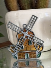 Windmill Stained Glass Sun Catcher Spinning Moving Blades Holland Netherland picture