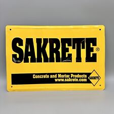 Vintage Sakrete Aluminum Embossed Sign 12x18, Yellow picture