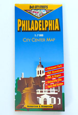 Philadelphia City Center Map Vintage 1997 90s Pennsylvania Laminated B B Streets picture