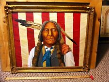 Vintage Chief Wolfe Robe acrylic on wood 1978 Painting original 24 x 30. picture