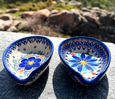 Set of 2 Polish Pottery Vena Unikat Signed Spoon Rests Beata Wozniak Floral picture